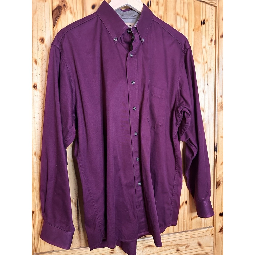 King Ranch Shirt Mens Large Burgundy Maroon Button Up Rancher Outdoor Cotton